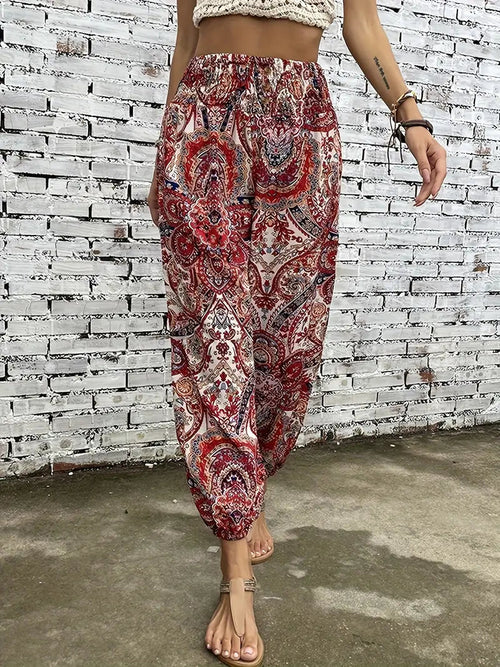Boho-Chic Women's Pants with Graphic Print – Solara 1