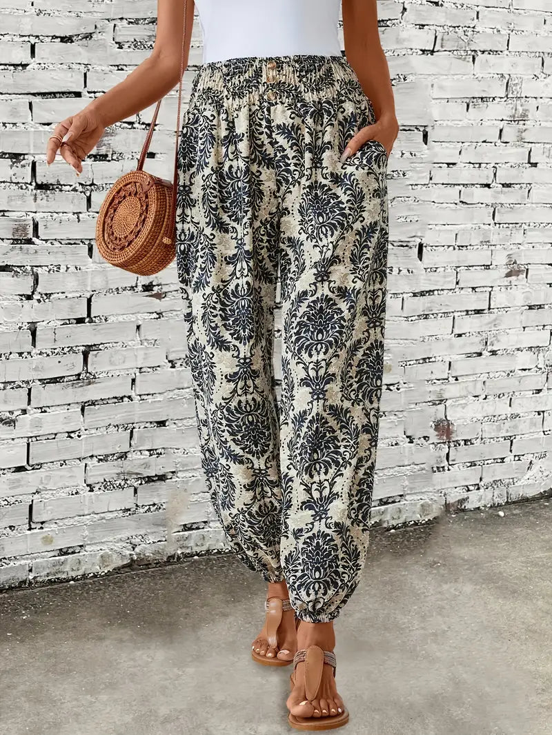 Boho-Chic Women's Pants with Graphic Print – Solara 4