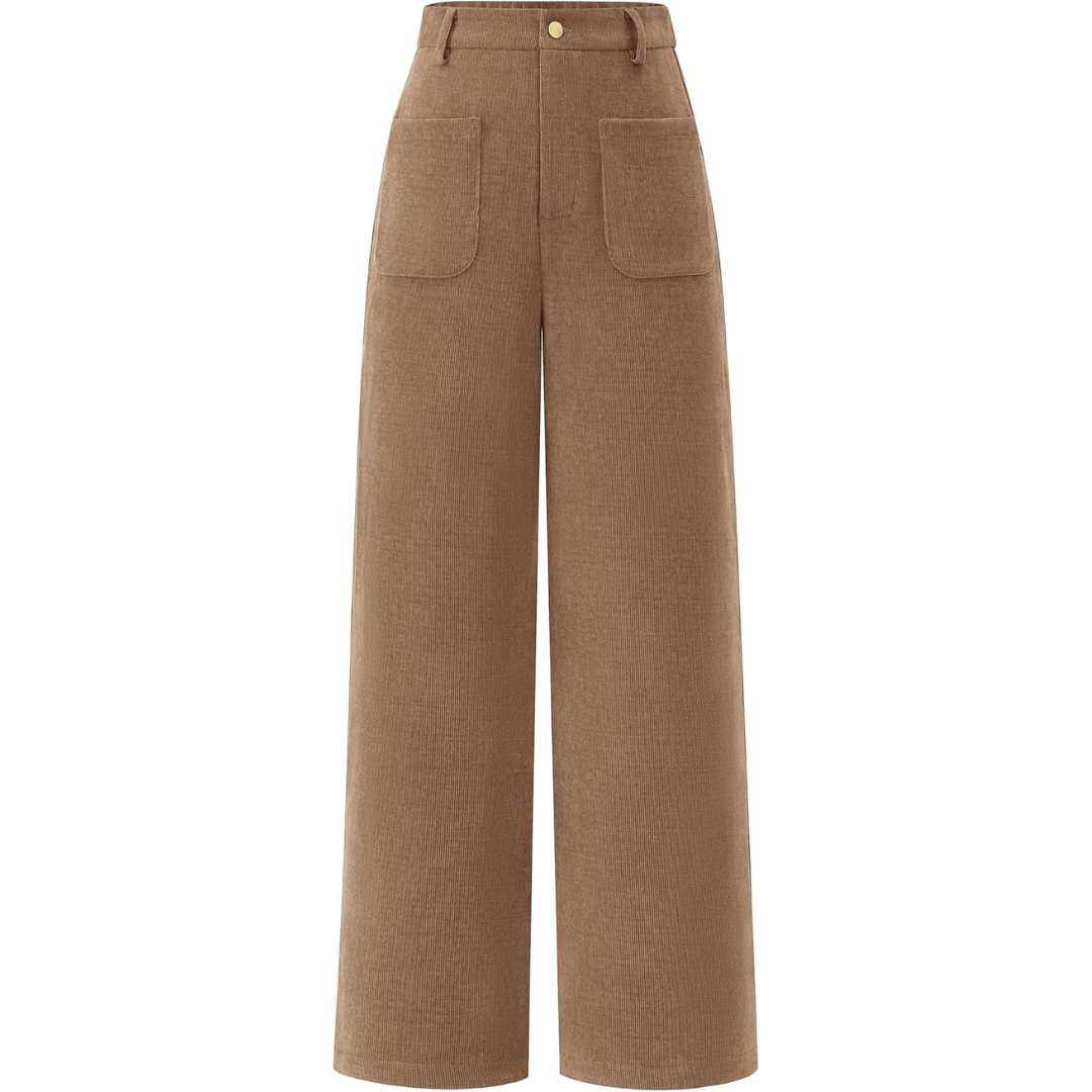 Casual Wide Palazzo Pants with High Waist and Pockets - Clarissa 0