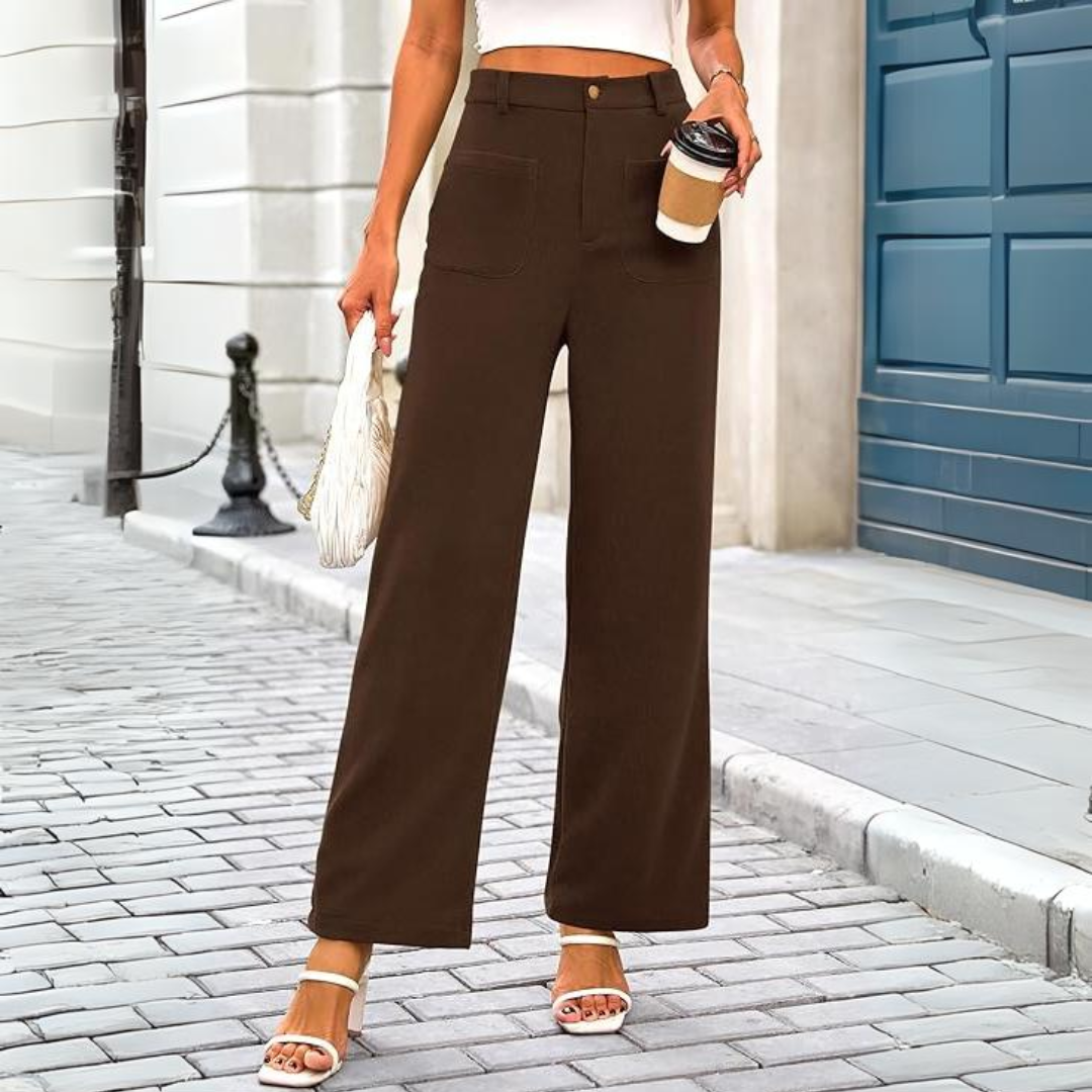 Casual Wide Palazzo Pants with High Waist and Pockets - Clarissa 1