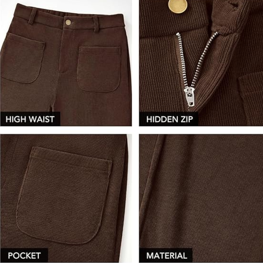 Casual Wide Palazzo Pants with High Waist and Pockets - Clarissa 2