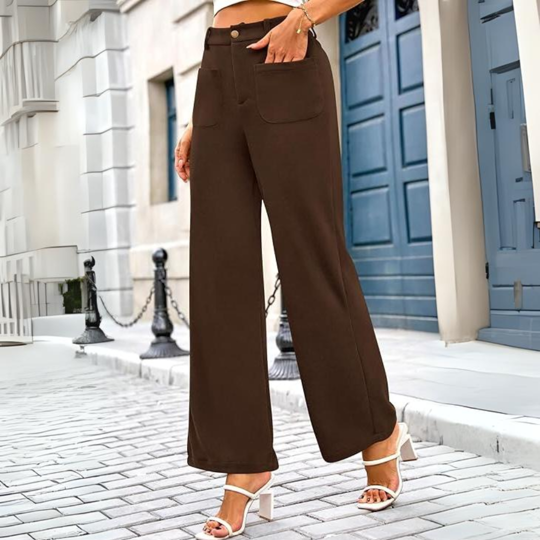 Casual Wide Palazzo Pants with High Waist and Pockets - Clarissa 3