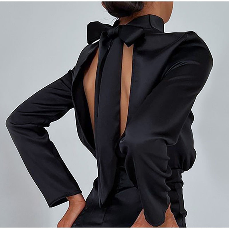 Loïs Satin Dress | With a beautiful bow and open back 2