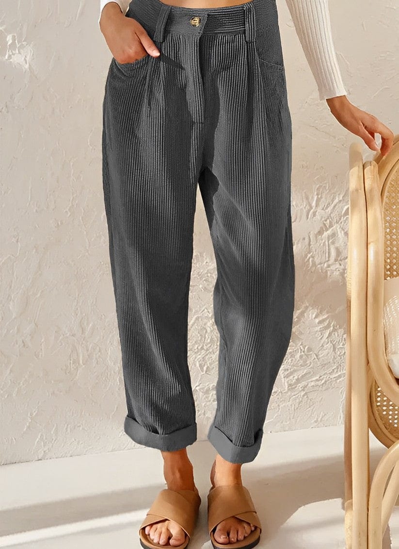 Stylish Women's Corduroy Pants with High Waist – Naima 1