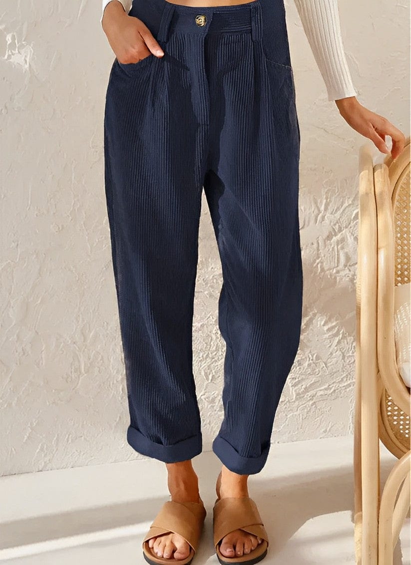 Stylish Women's Corduroy Pants with High Waist – Naima 2