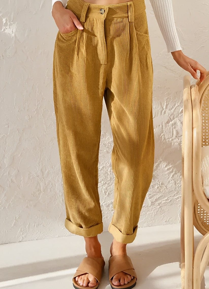 Stylish Women's Corduroy Pants with High Waist – Naima 4