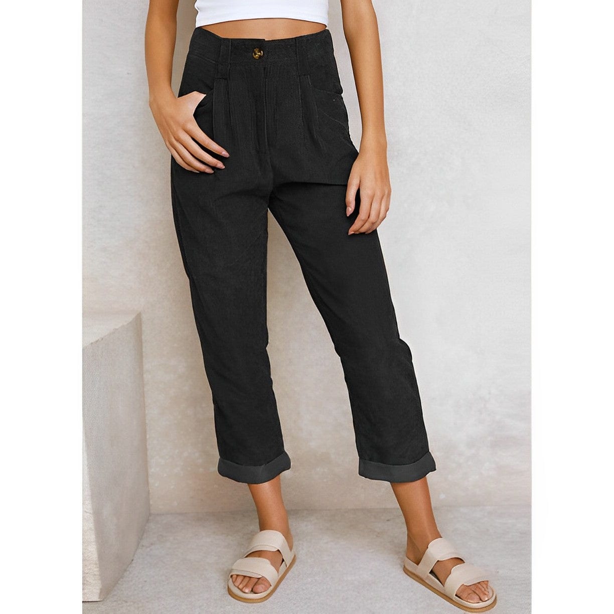 Stylish Women's Corduroy Pants with High Waist – Naima 7