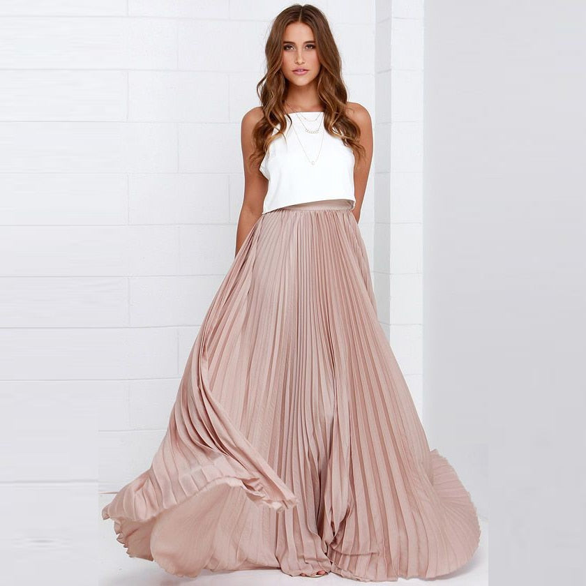 Trendy pleated maxi skirt with high waist – Mirella 0
