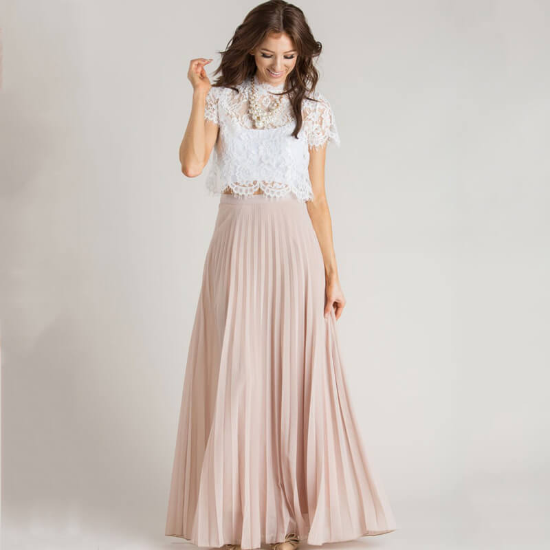 Trendy pleated maxi skirt with high waist – Mirella 1