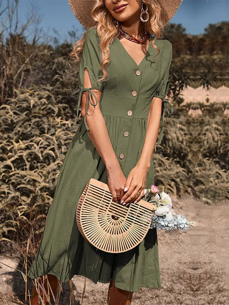 V-neck midi dress with button fastening - Maxine 5