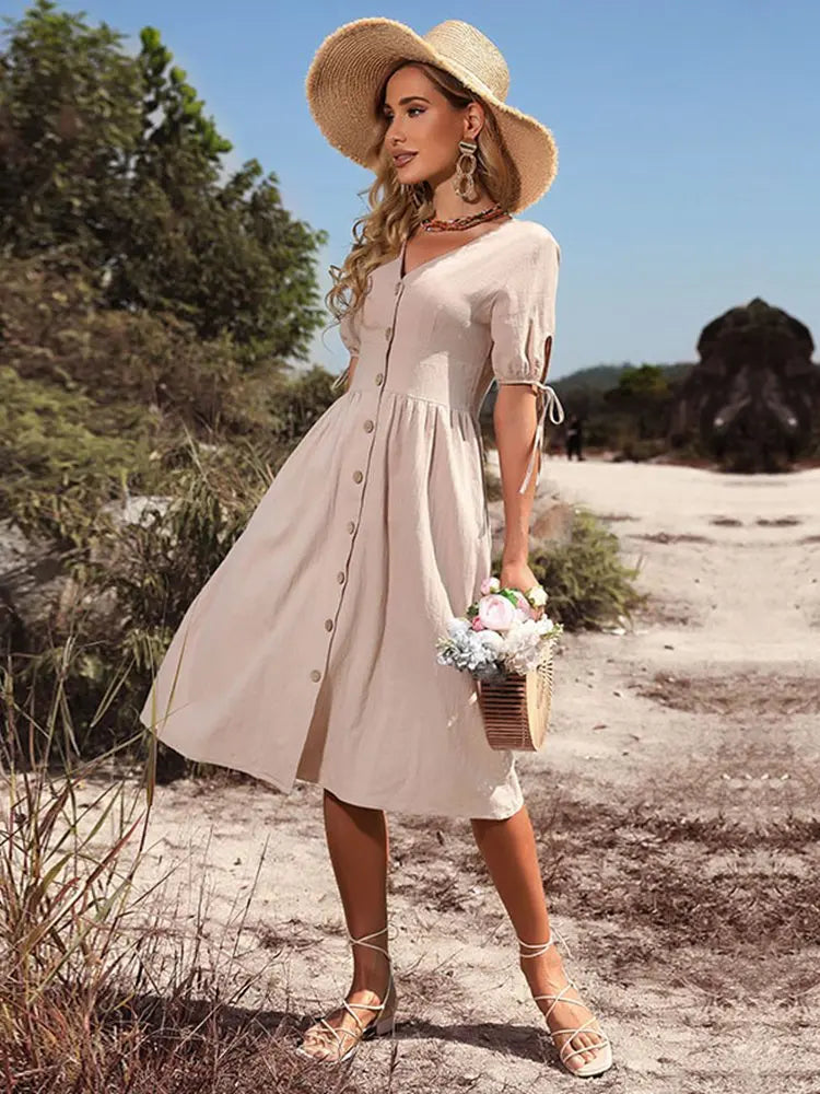 V-neck midi dress with button fastening - Maxine 8