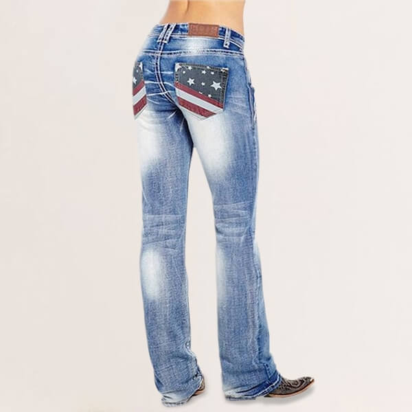 Women's Bootcut Jeans with Flag Details – Madison 5